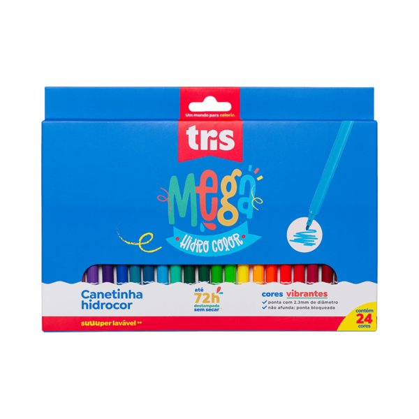 Hidrocor Ponta Fina Mega Hidro Color 24 Cores | Tris - Image 2